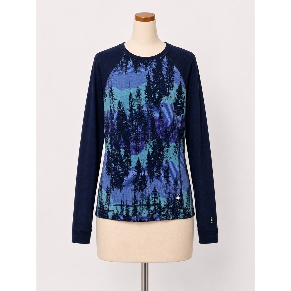 HOLES - Smartwool Merino 250 Base Layer Women L Navy Blue Forest Mountain F20